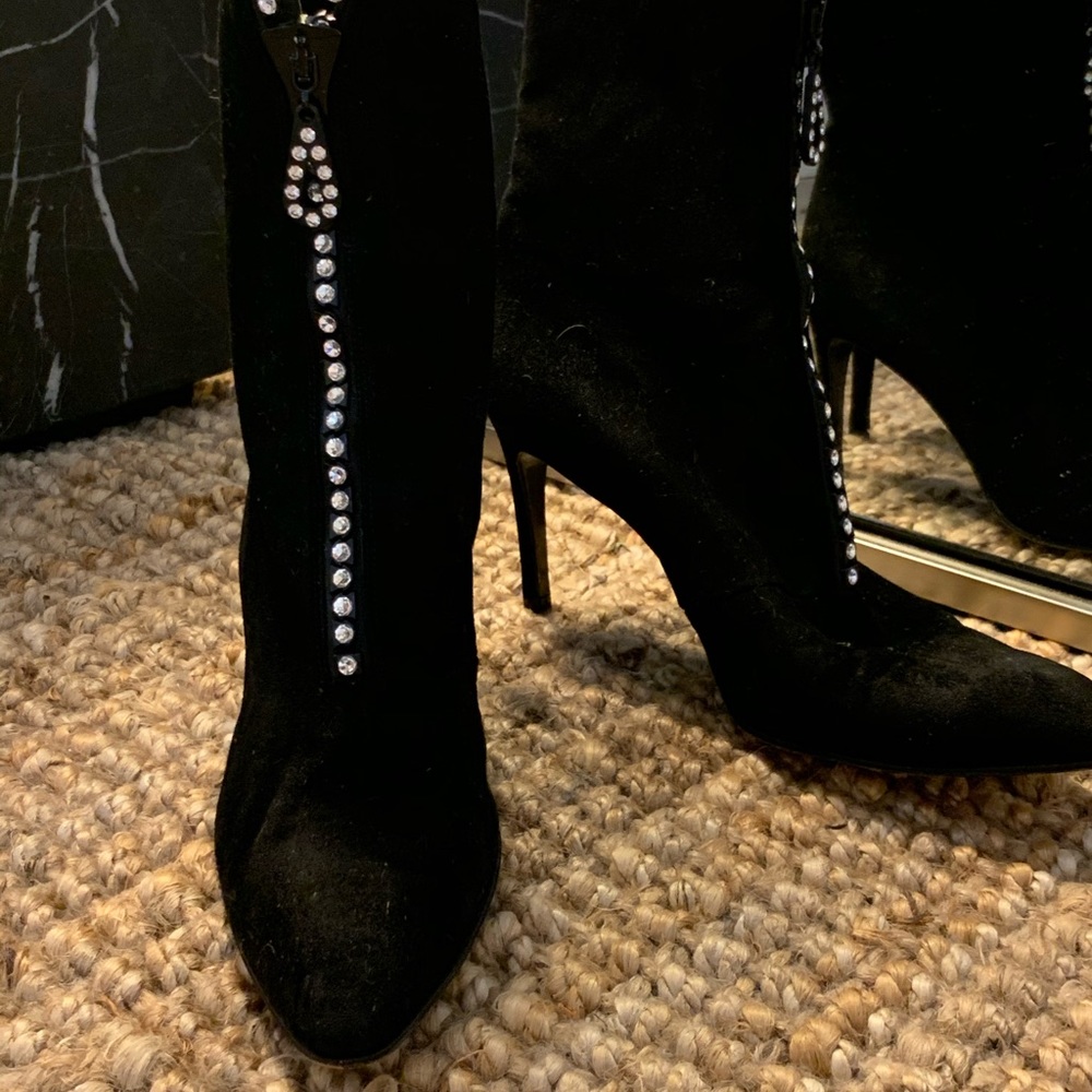 vintage ysl suede crystal boots 9